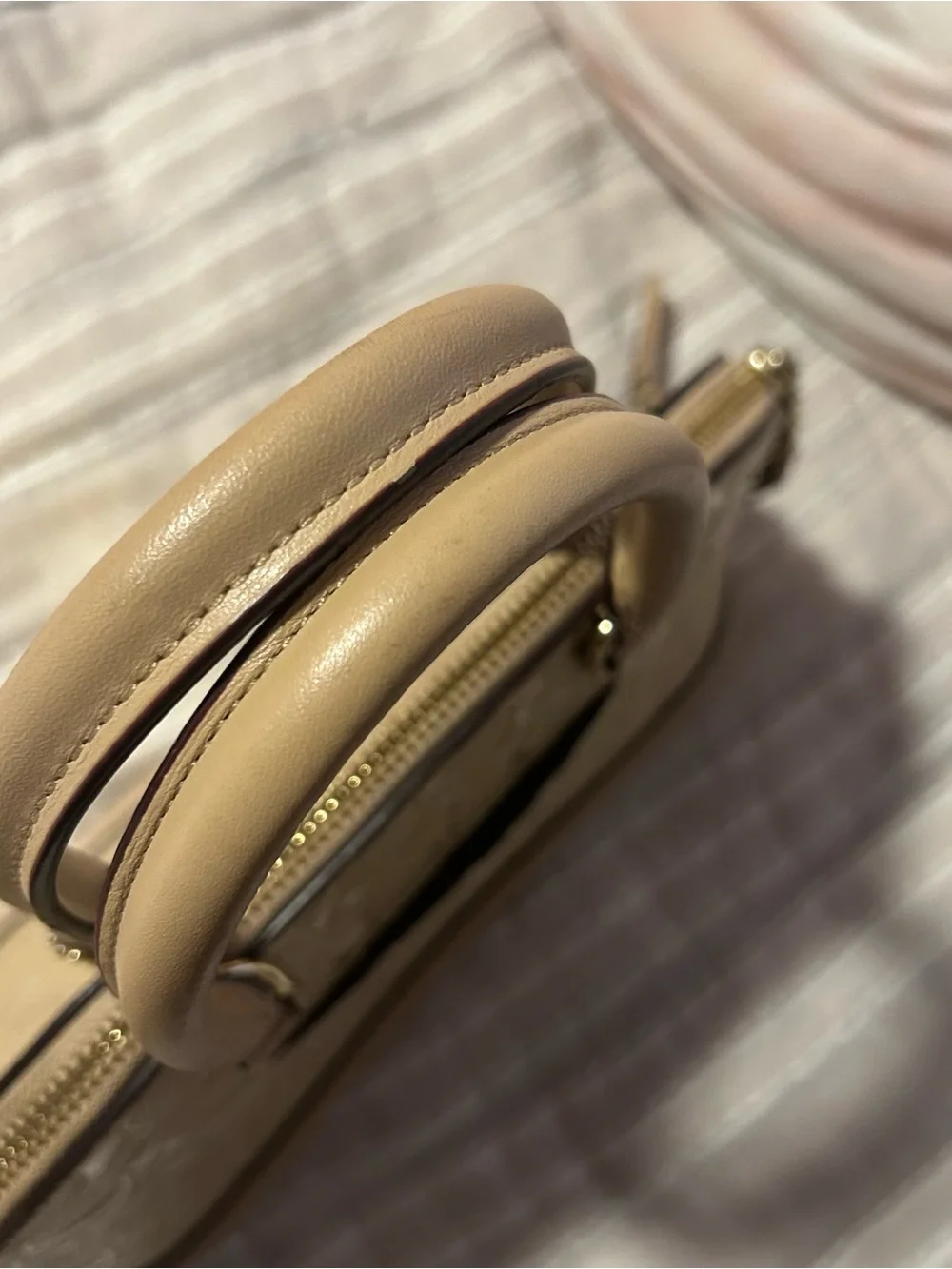 Coach mini sierra debossed patent signature satchel dome purse bag